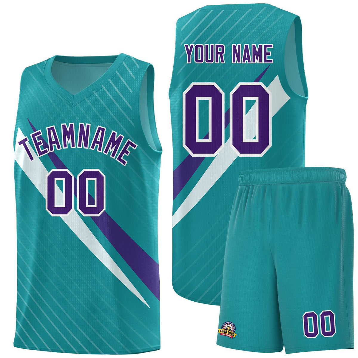 Custom Aqua Diagonal Pinstripe Pattern Color Block Sports Uniform Basketball Jersey|KXKSHOP