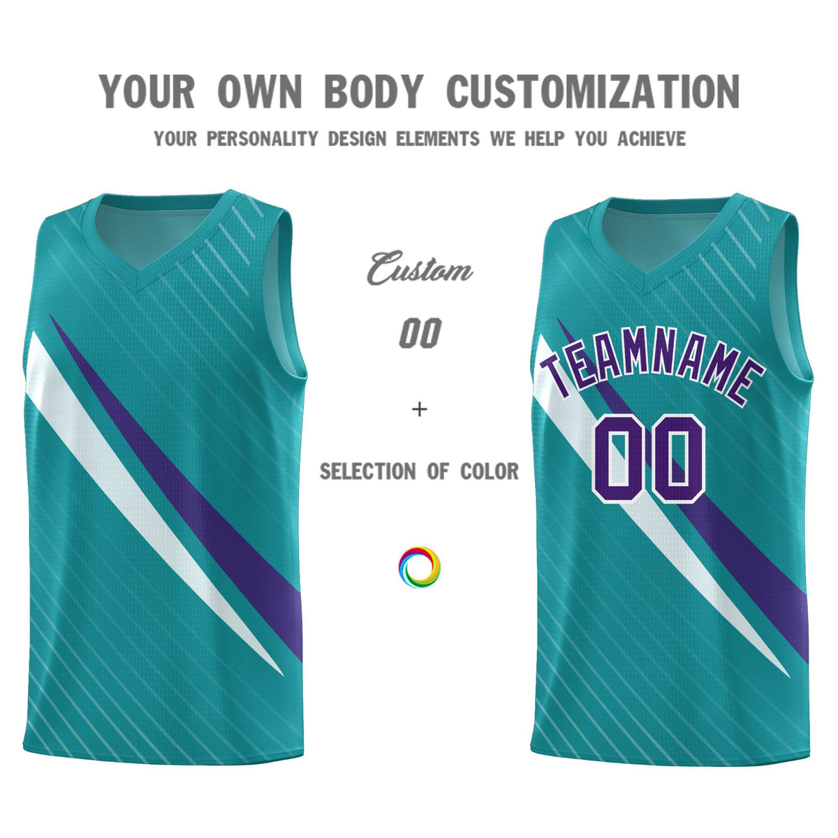 Custom Aqua Diagonal Pinstripe Pattern Color Block Sports Uniform Basketball Jersey|KXKSHOP