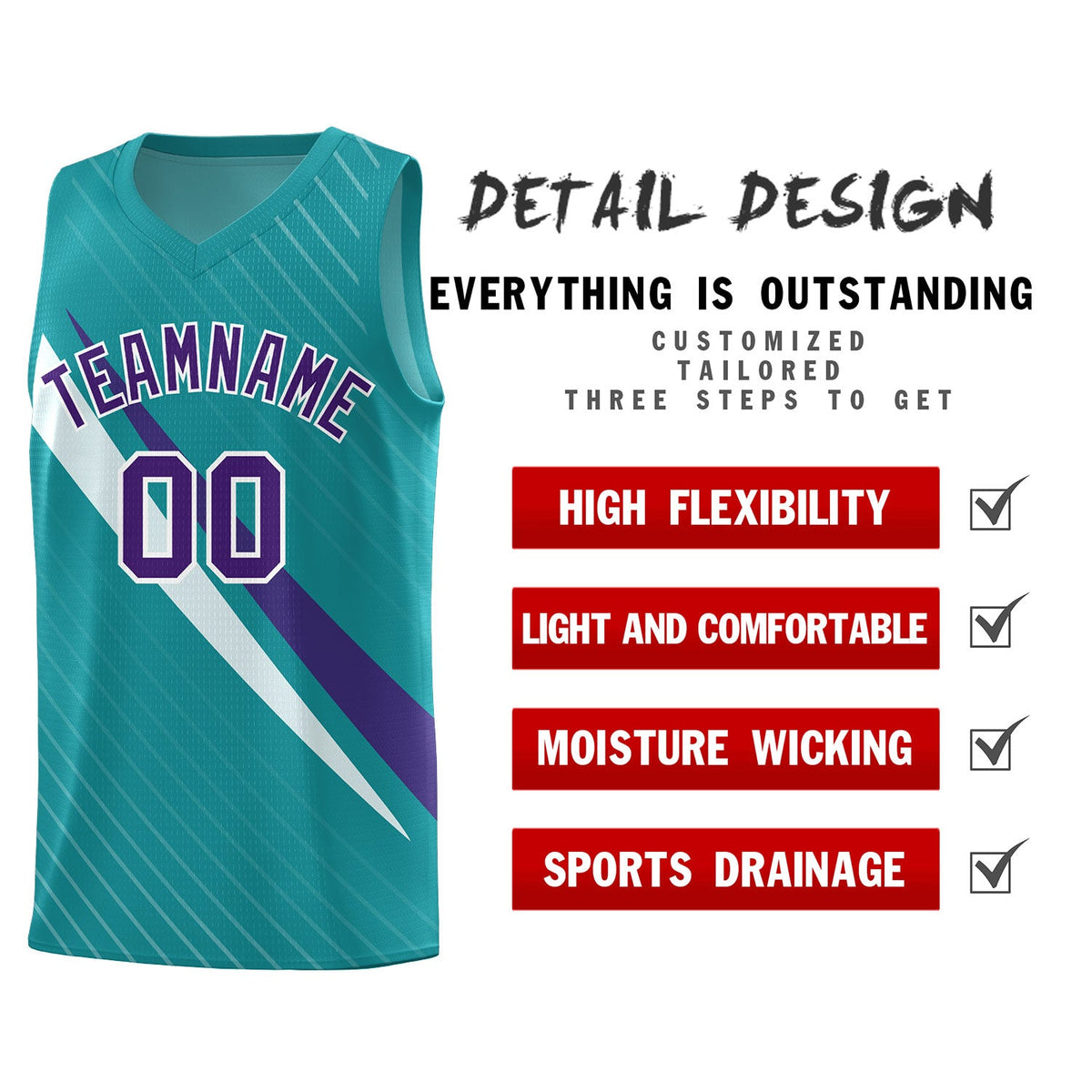 Custom Aqua Diagonal Pinstripe Pattern Color Block Sports Uniform Basketball Jersey|KXKSHOP
