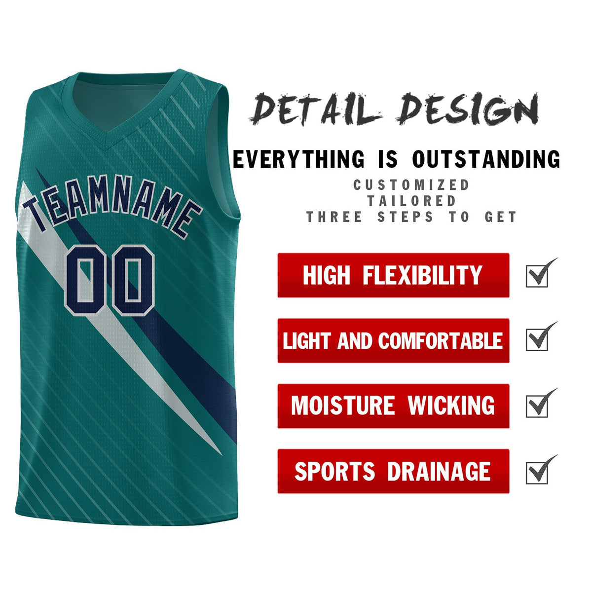 Custom Aqua Diagonal Pinstripe Pattern Color Block Sports Uniform Basketball Jersey|KXKSHOP
