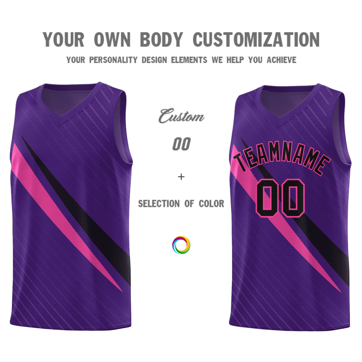 Custom Purple Diagonal Pinstripe Pattern Color Block Sports Uniform Basketball Jersey|KXKSHOP