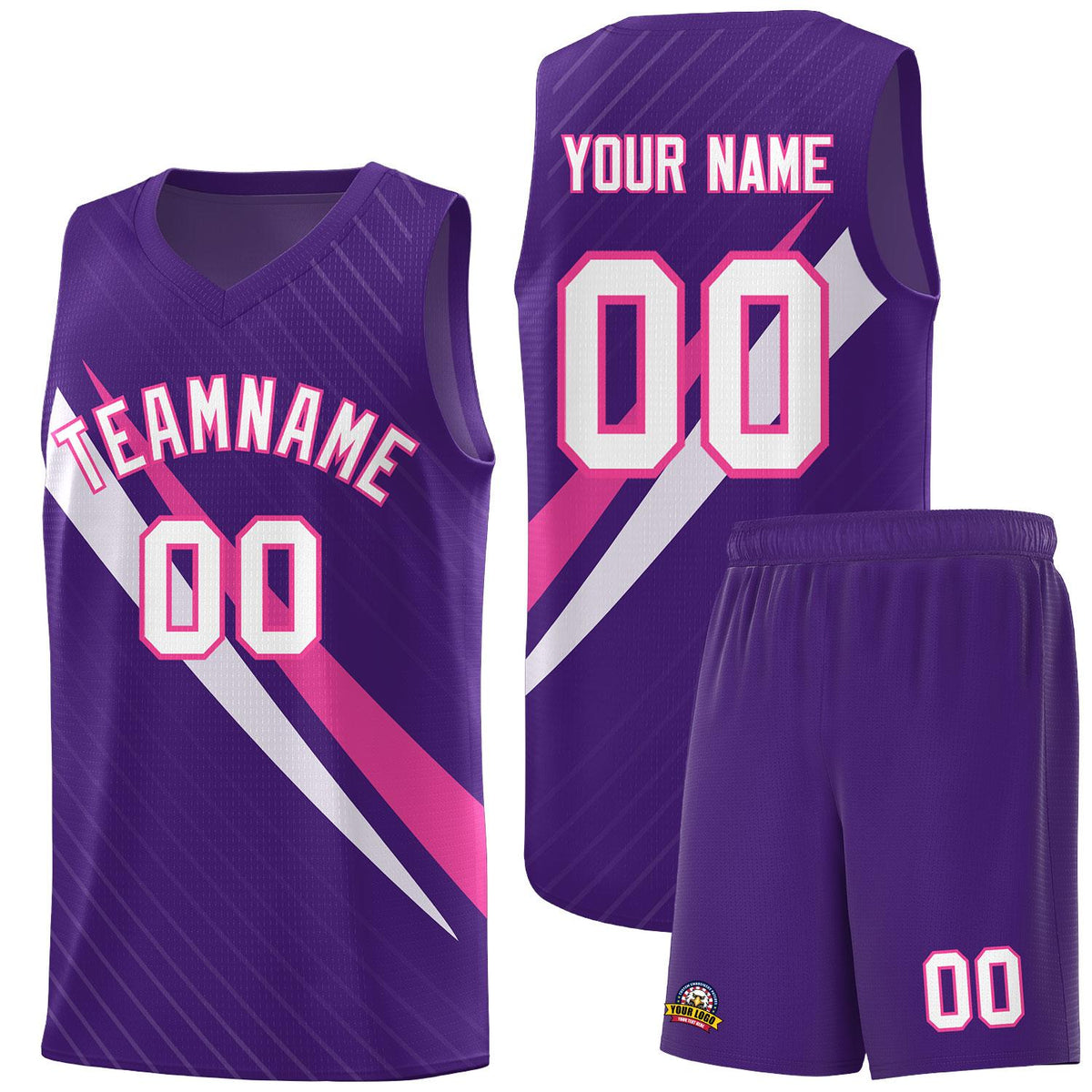 Custom Purple Diagonal Pinstripe Pattern Color Block Sports Uniform Basketball Jersey|KXKSHOP