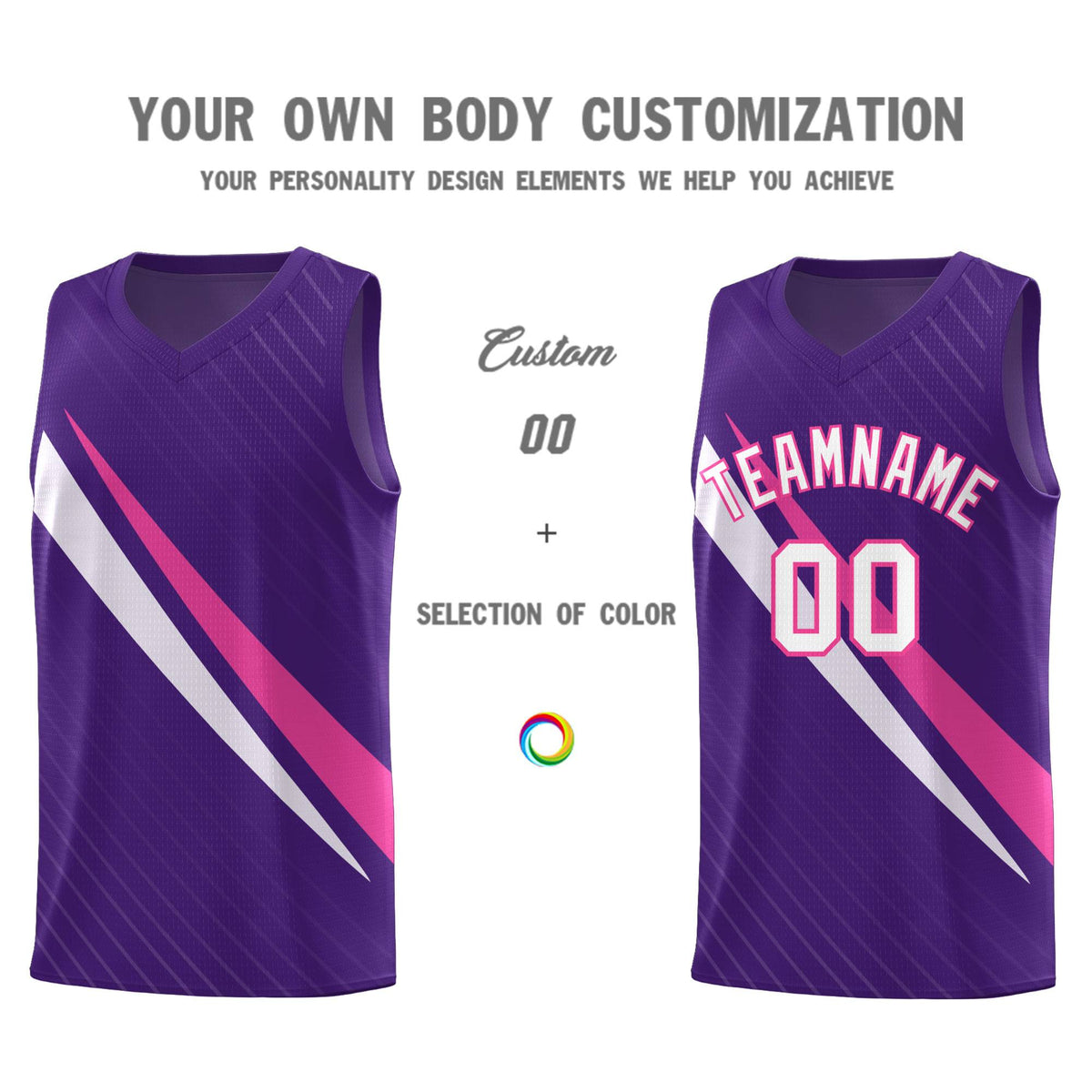 Custom Purple Diagonal Pinstripe Pattern Color Block Sports Uniform Basketball Jersey|KXKSHOP