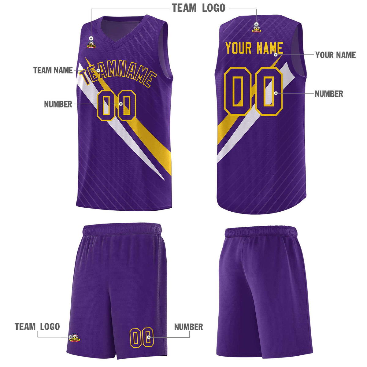 Custom Purple Diagonal Pinstripe Pattern Color Block Sports Uniform Basketball Jersey|KXKSHOP