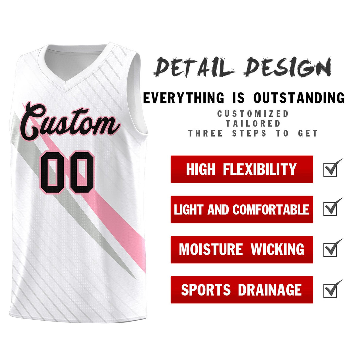 Custom White Diagonal Pinstripe Pattern Color Block Sports Uniform Basketball Jersey|KXKSHOP