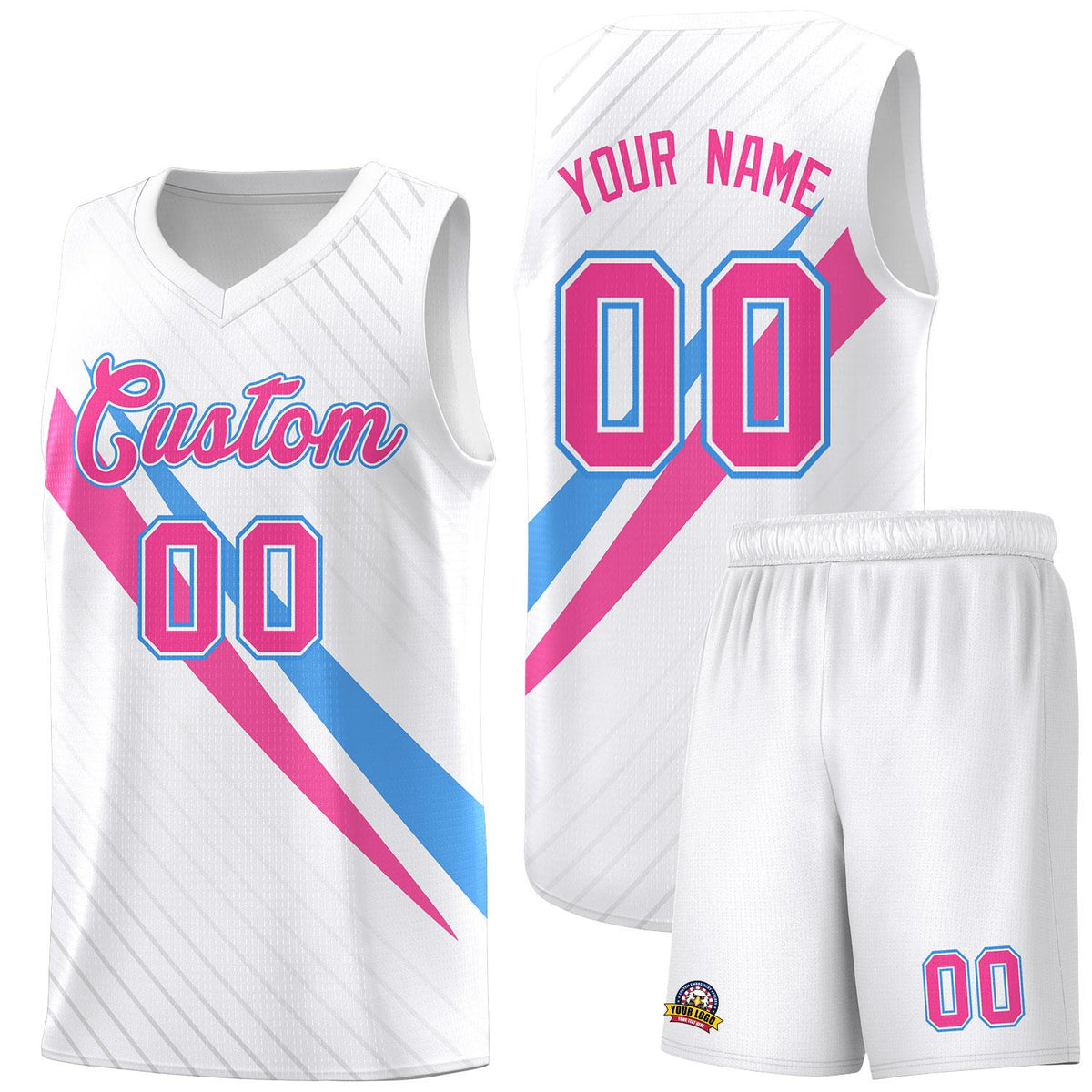 Custom White Diagonal Pinstripe Pattern Color Block Sports Uniform Basketball Jersey|KXKSHOP