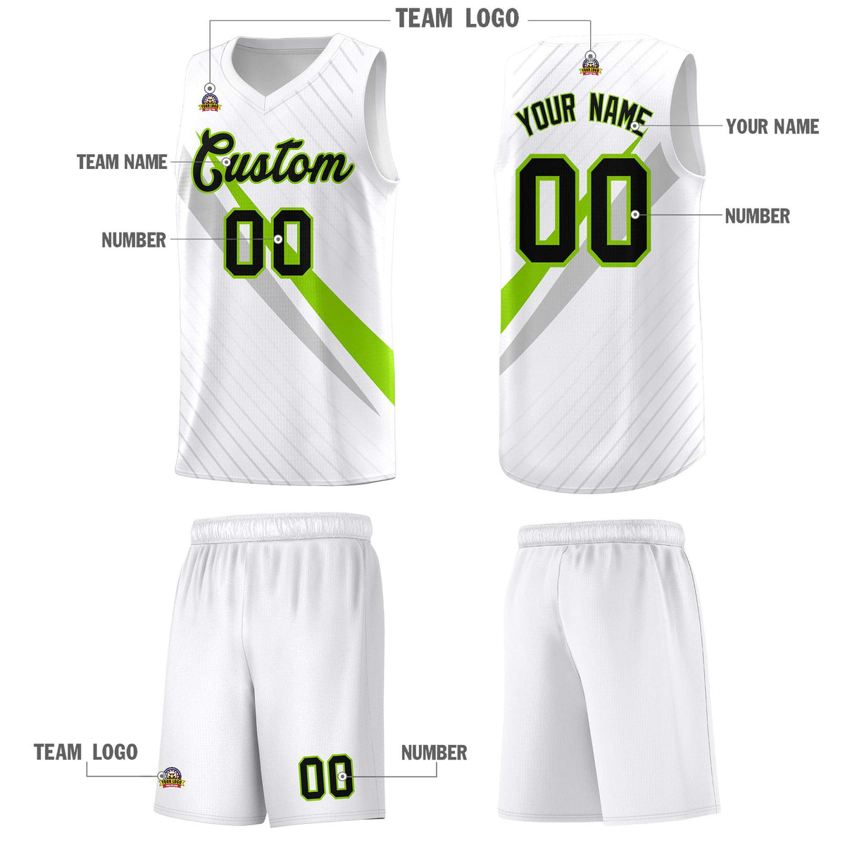 Custom White Diagonal Pinstripe Pattern Color Block Sports Uniform Basketball Jersey|KXKSHOP