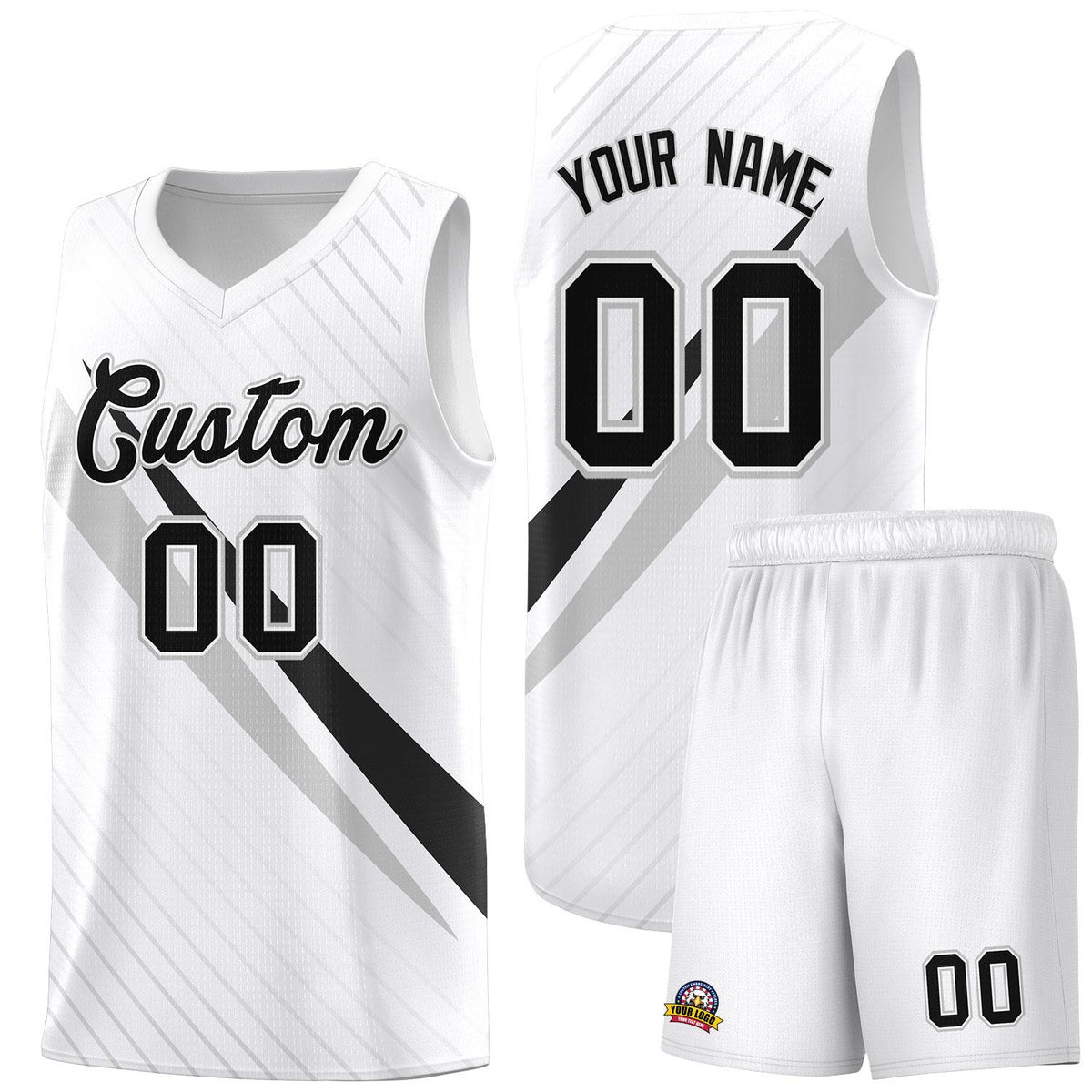 Custom White Diagonal Pinstripe Pattern Color Block Sports Uniform Basketball Jersey|KXKSHOP