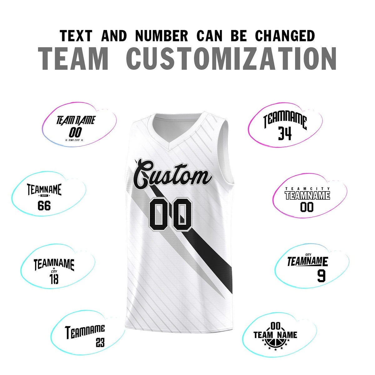 Custom White Diagonal Pinstripe Pattern Color Block Sports Uniform Basketball Jersey|KXKSHOP
