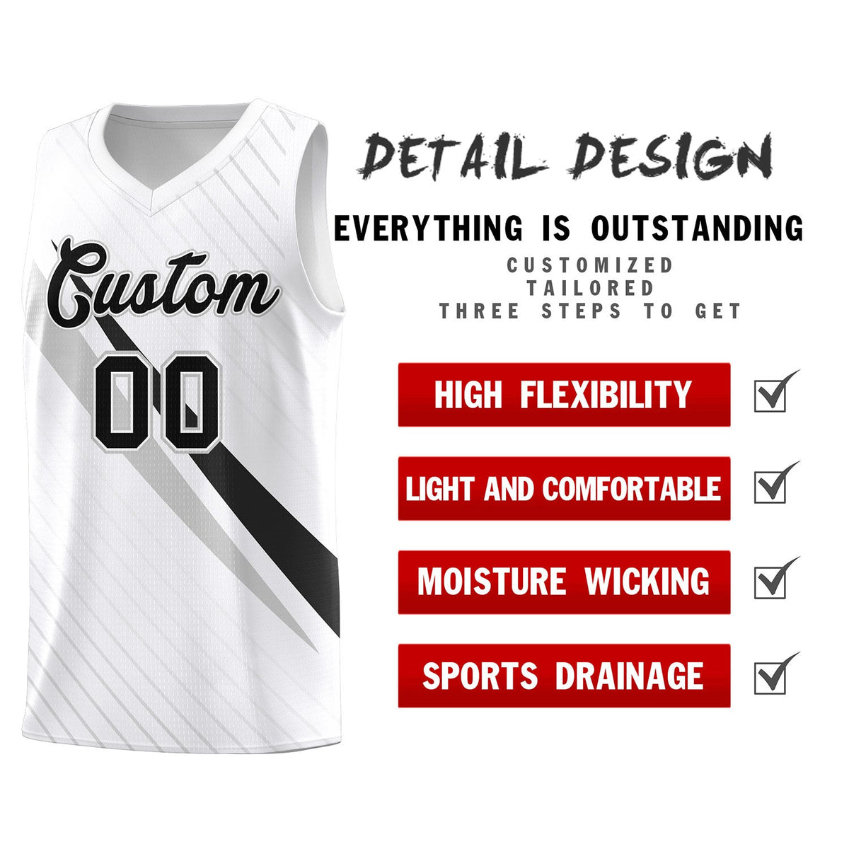 Custom White Diagonal Pinstripe Pattern Color Block Sports Uniform Basketball Jersey|KXKSHOP