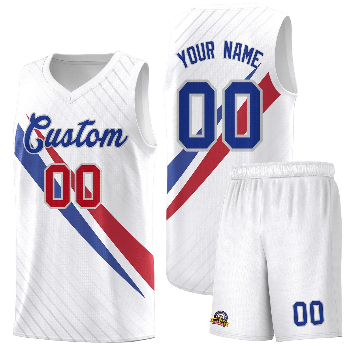 Custom White Diagonal Pinstripe Pattern Color Block Sports Uniform Basketball Jersey|KXKSHOP