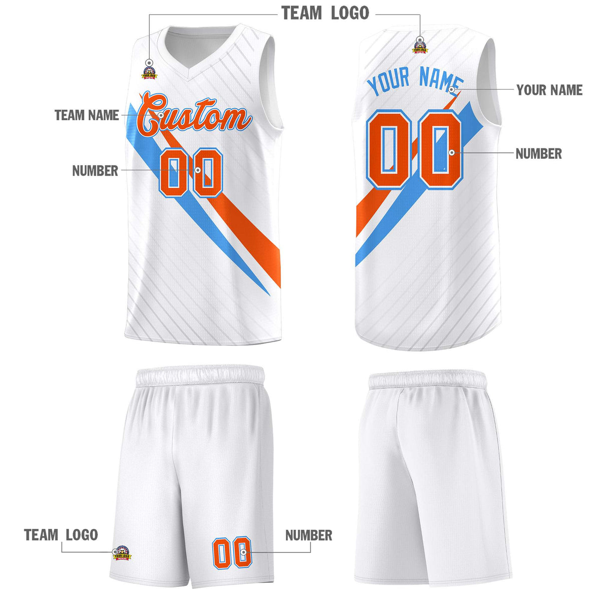 Custom White Diagonal Pinstripe Pattern Color Block Sports Uniform Basketball Jersey|KXKSHOP