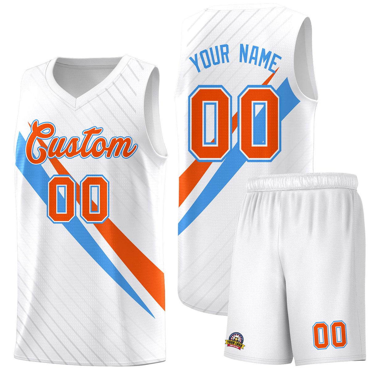 Custom White Diagonal Pinstripe Pattern Color Block Sports Uniform Basketball Jersey|KXKSHOP