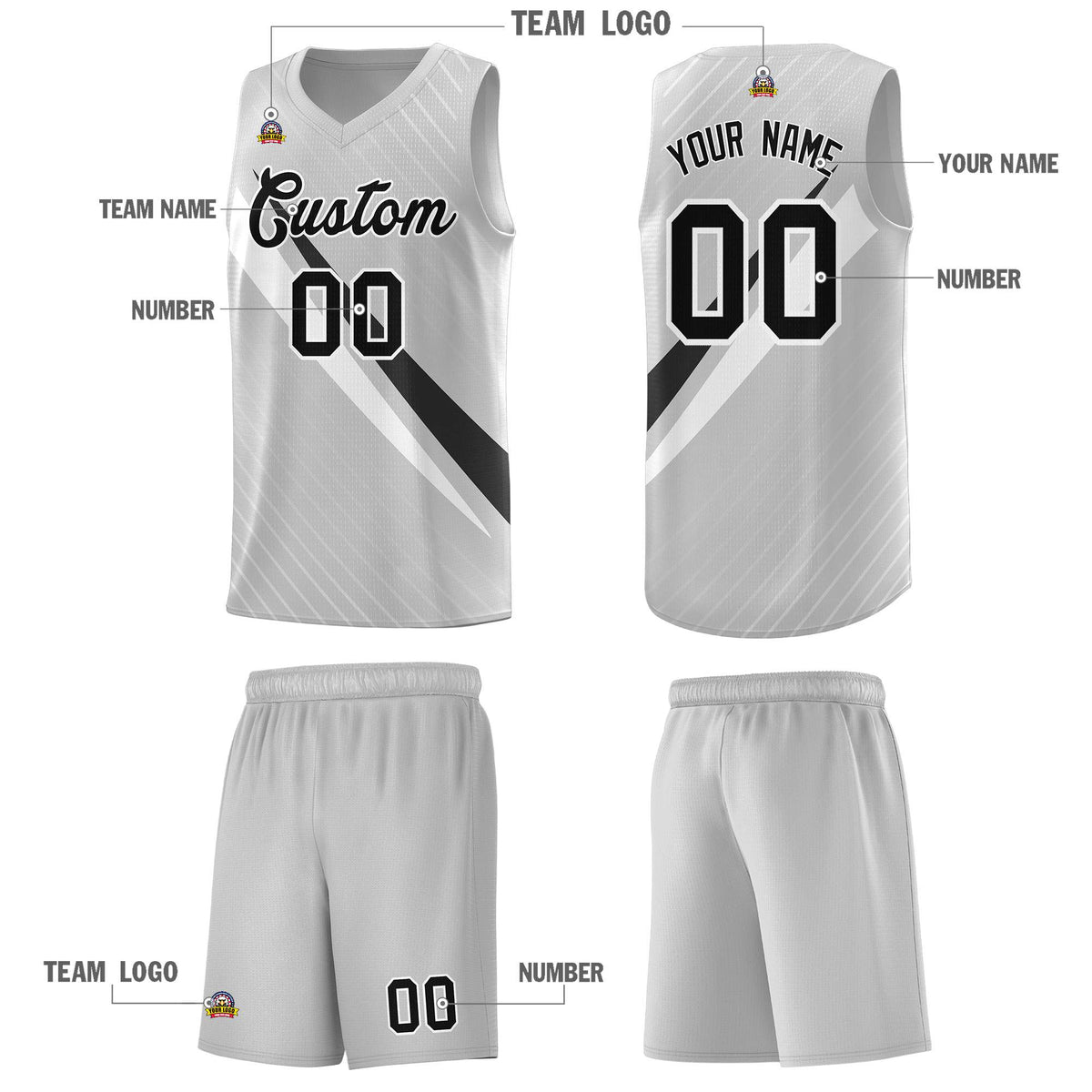 Custom Gray Diagonal Pinstripe Pattern Color Block Sports Uniform Basketball Jersey|KXKSHOP