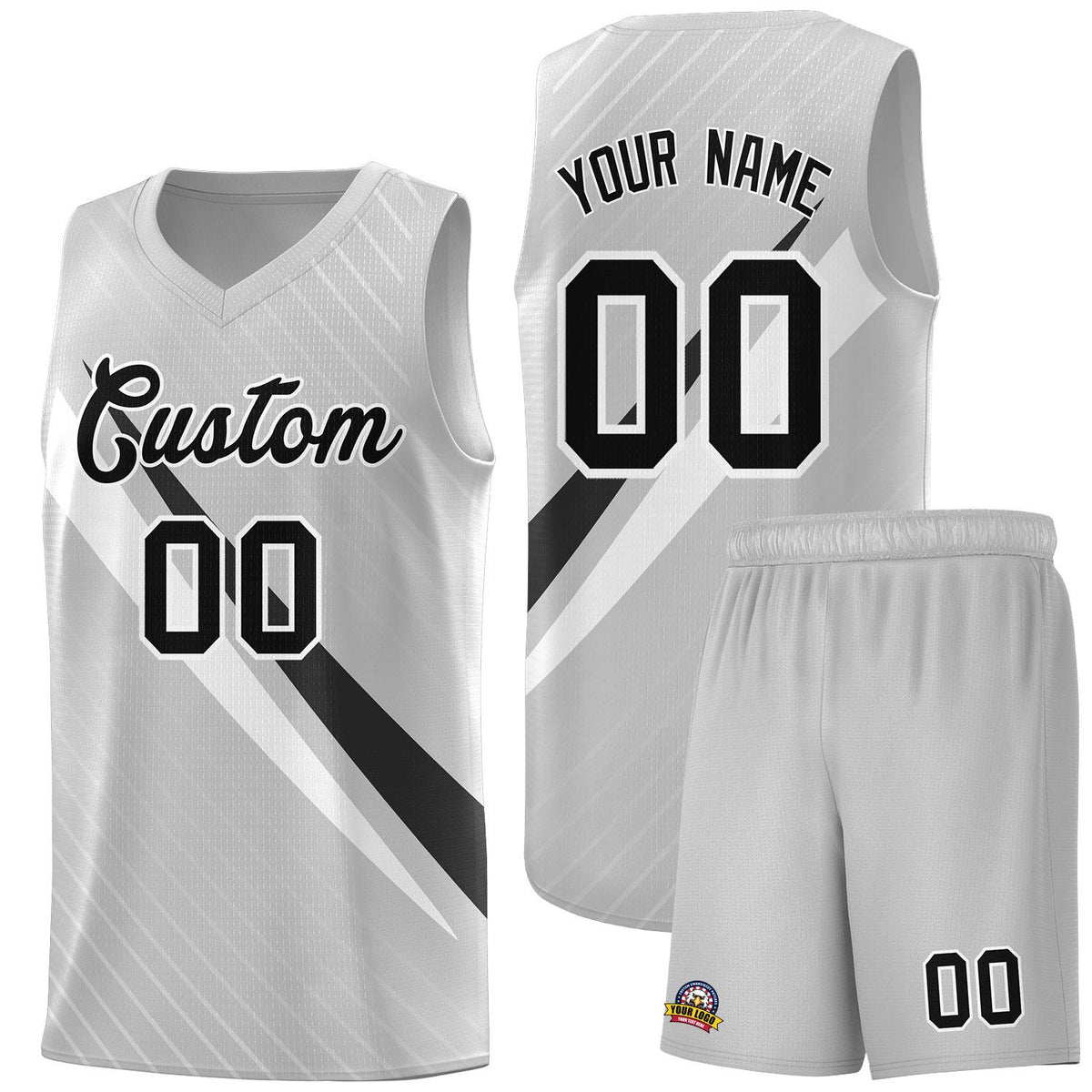 Custom Gray Diagonal Pinstripe Pattern Color Block Sports Uniform Basketball Jersey|KXKSHOP