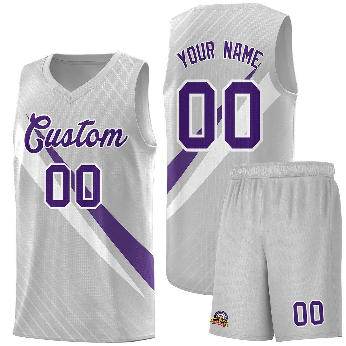 Custom Gray Diagonal Pinstripe Pattern Color Block Sports Uniform Basketball Jersey|KXKSHOP
