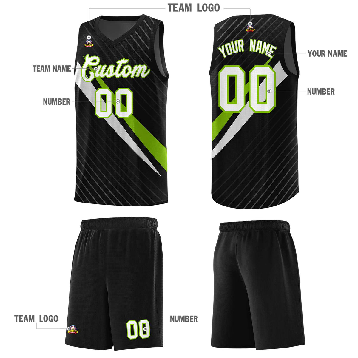 Custom Black Diagonal Pinstripe Pattern Color Block Sports Uniform Basketball Jersey|KXKSHOP