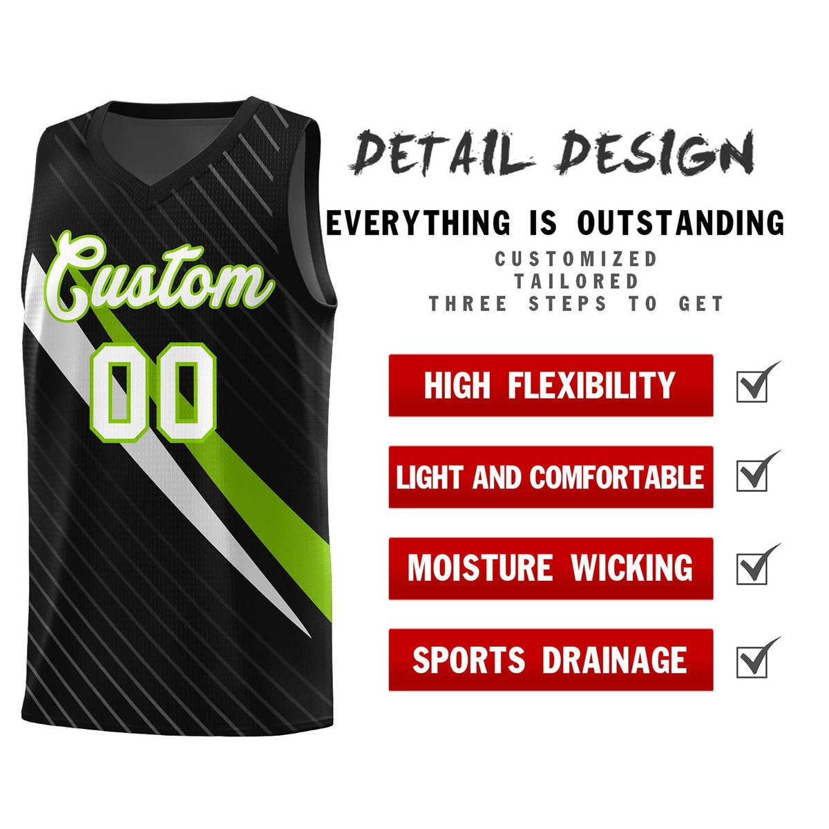 Custom Black Diagonal Pinstripe Pattern Color Block Sports Uniform Basketball Jersey|KXKSHOP
