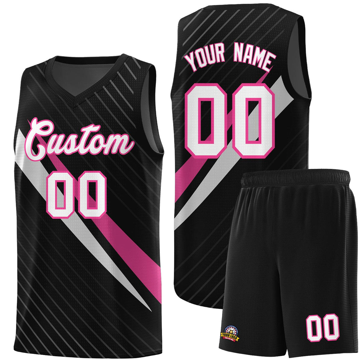 Custom Black Diagonal Pinstripe Pattern Color Block Sports Uniform Basketball Jersey|KXKSHOP