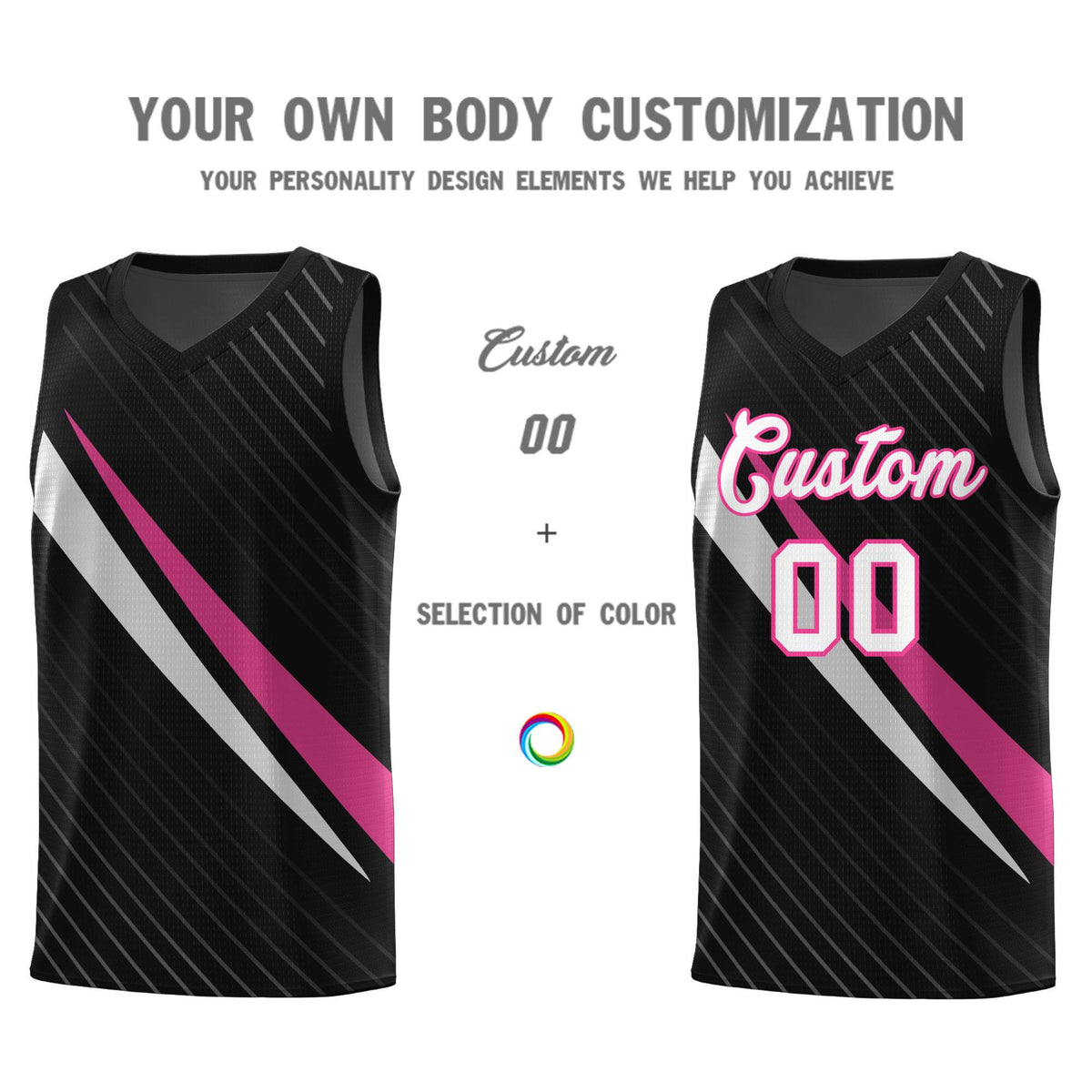 Custom Black Diagonal Pinstripe Pattern Color Block Sports Uniform Basketball Jersey|KXKSHOP