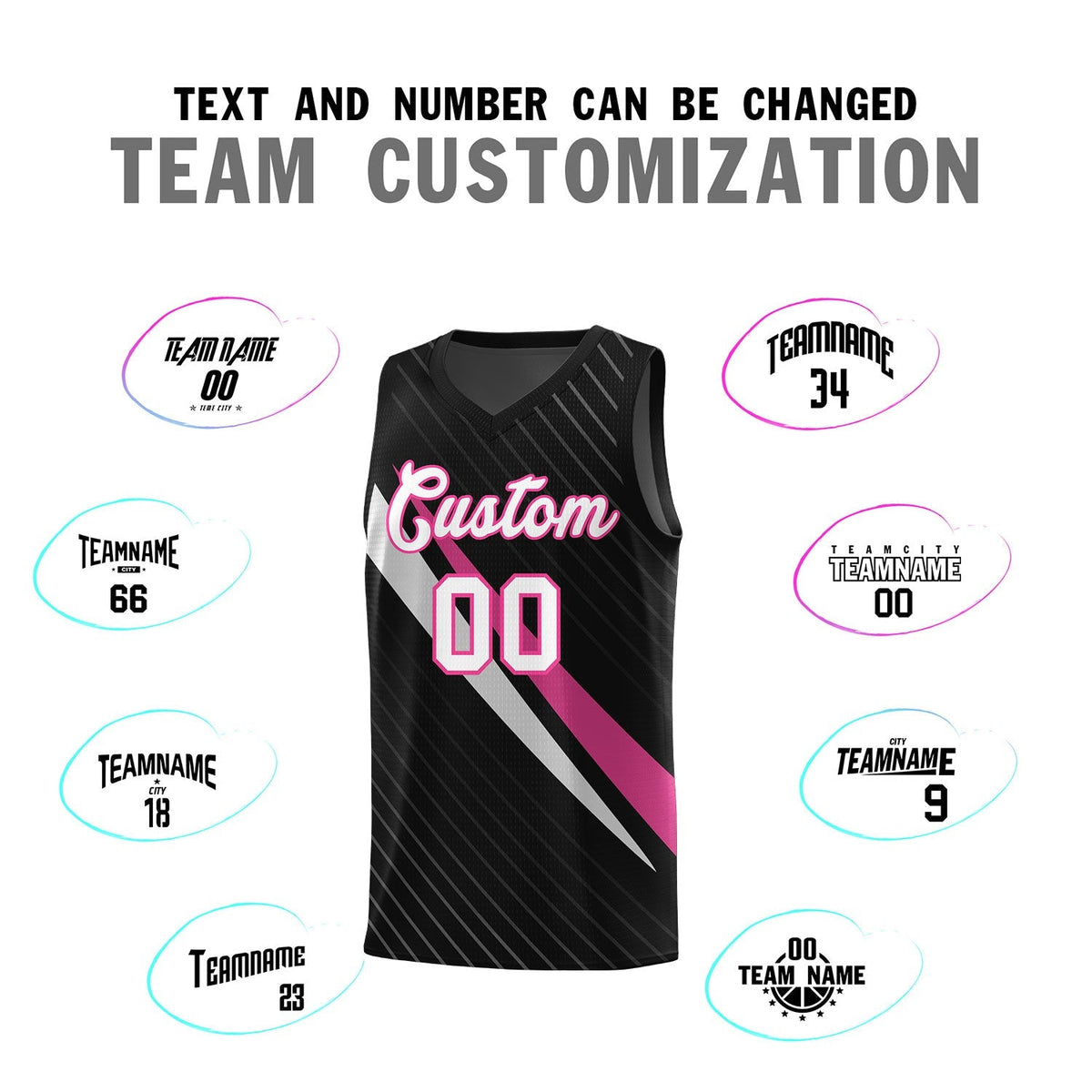 Custom Black Diagonal Pinstripe Pattern Color Block Sports Uniform Basketball Jersey|KXKSHOP