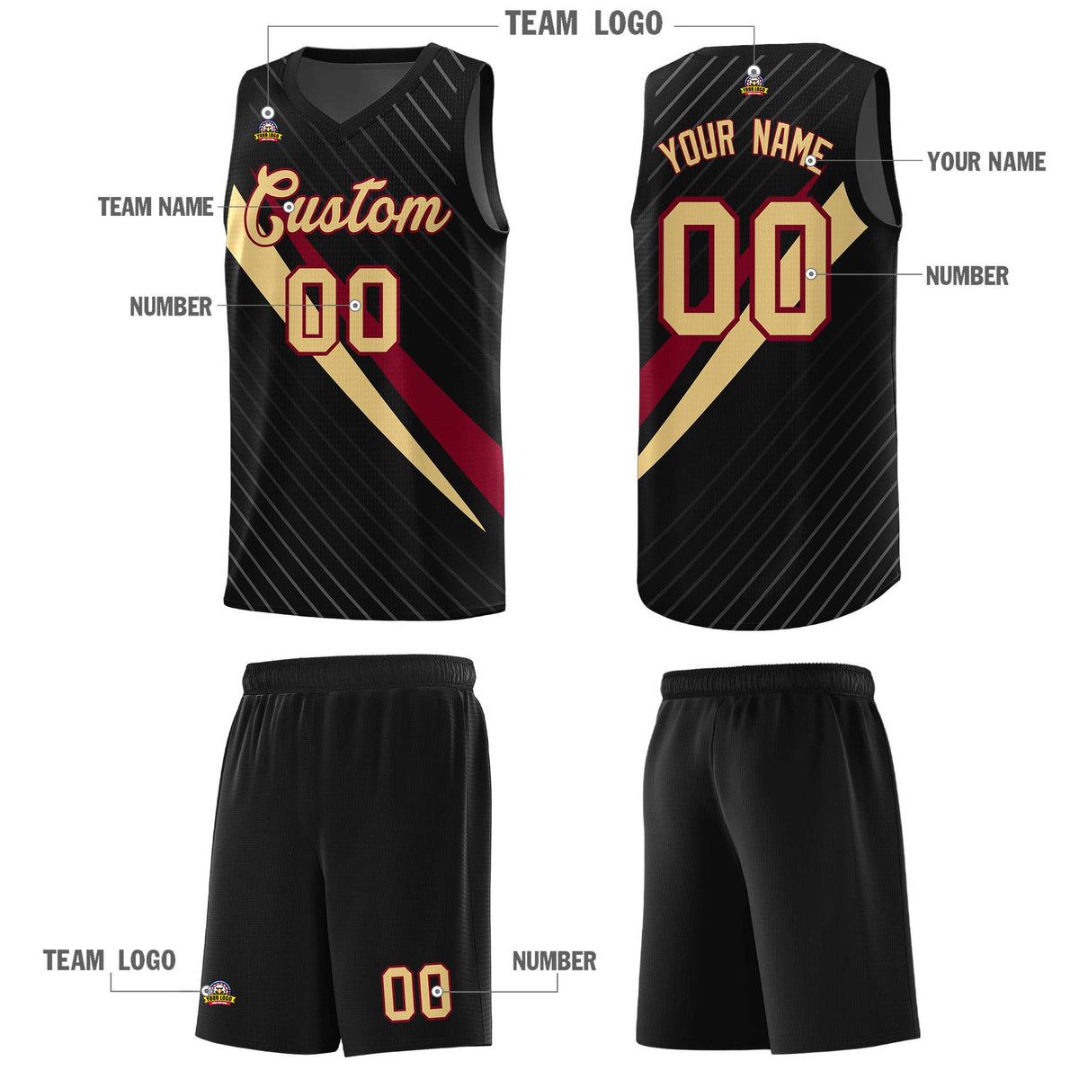 Custom Black Diagonal Pinstripe Pattern Color Block Sports Uniform Basketball Jersey|KXKSHOP