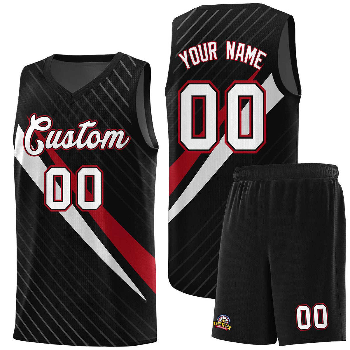 Custom Black Diagonal Pinstripe Pattern Color Block Sports Uniform Basketball Jersey|KXKSHOP
