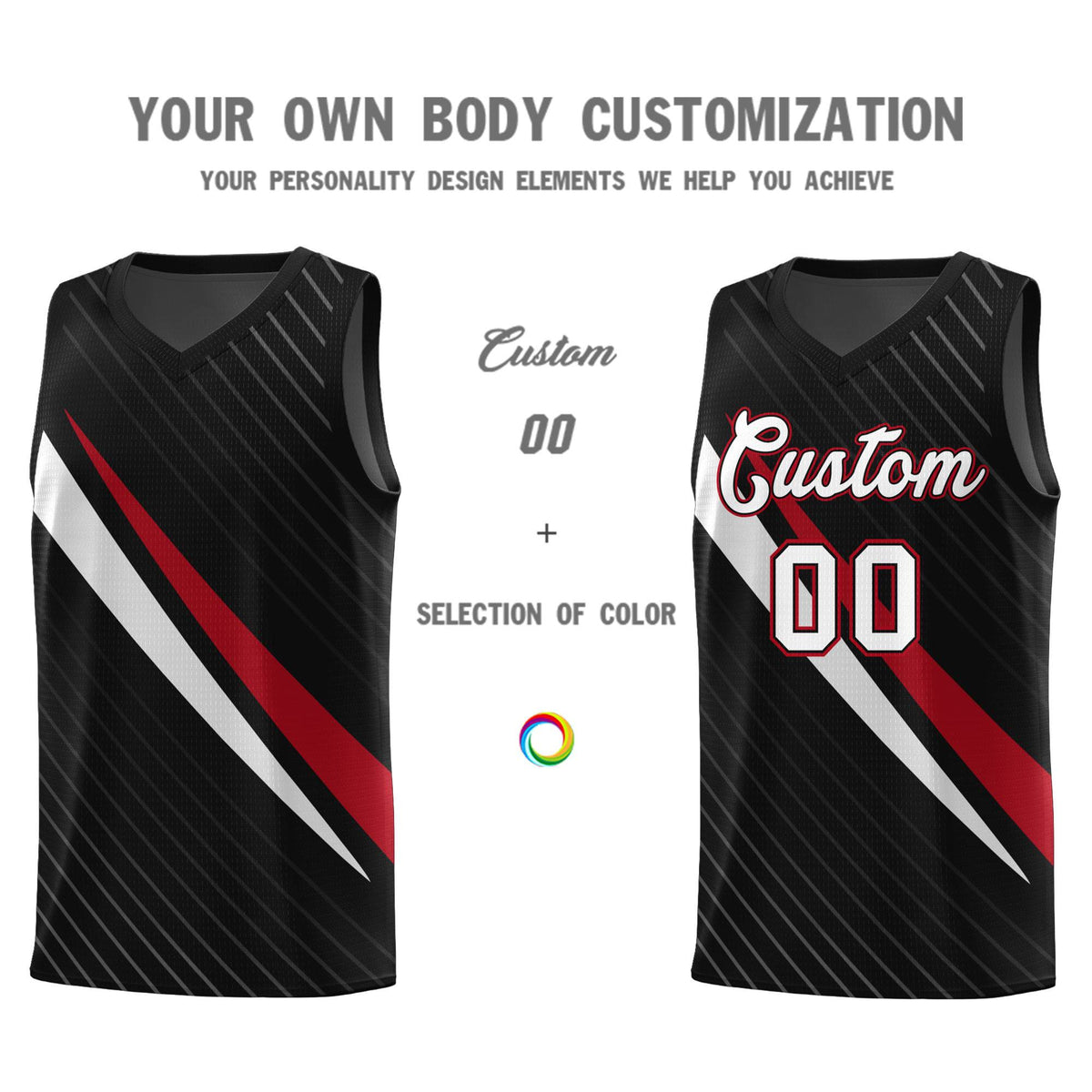Custom Black Diagonal Pinstripe Pattern Color Block Sports Uniform Basketball Jersey|KXKSHOP