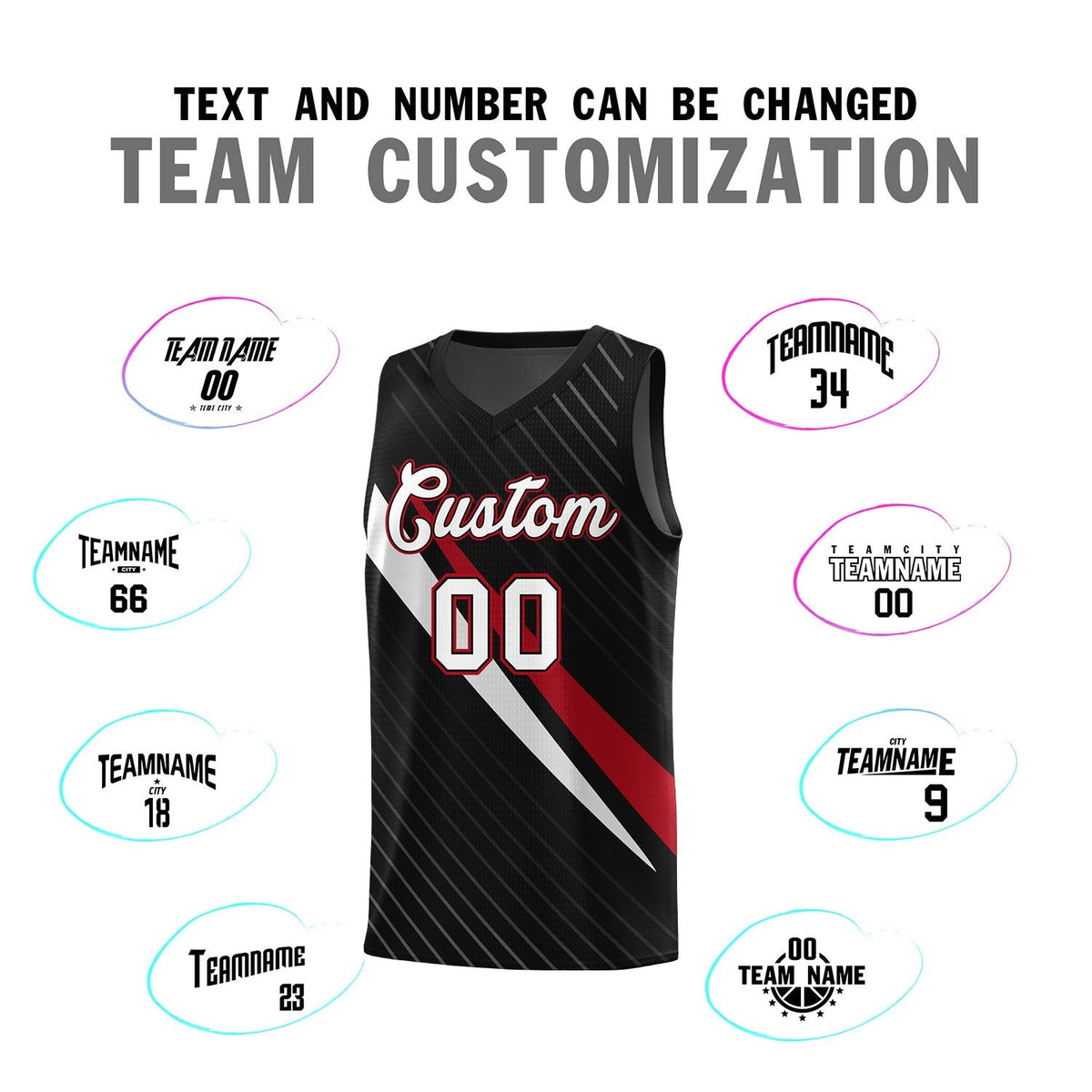 Custom Black Diagonal Pinstripe Pattern Color Block Sports Uniform Basketball Jersey|KXKSHOP