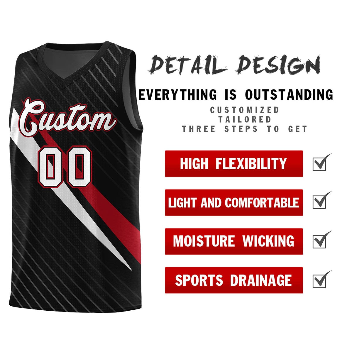Custom Black Diagonal Pinstripe Pattern Color Block Sports Uniform Basketball Jersey|KXKSHOP