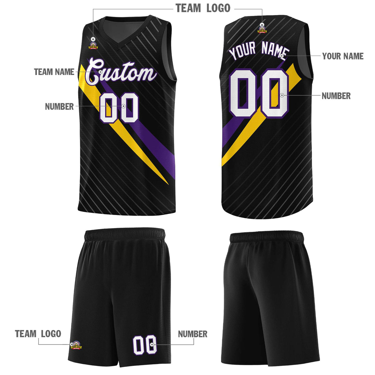 Custom Black Diagonal Pinstripe Pattern Color Block Sports Uniform Basketball Jersey|KXKSHOP