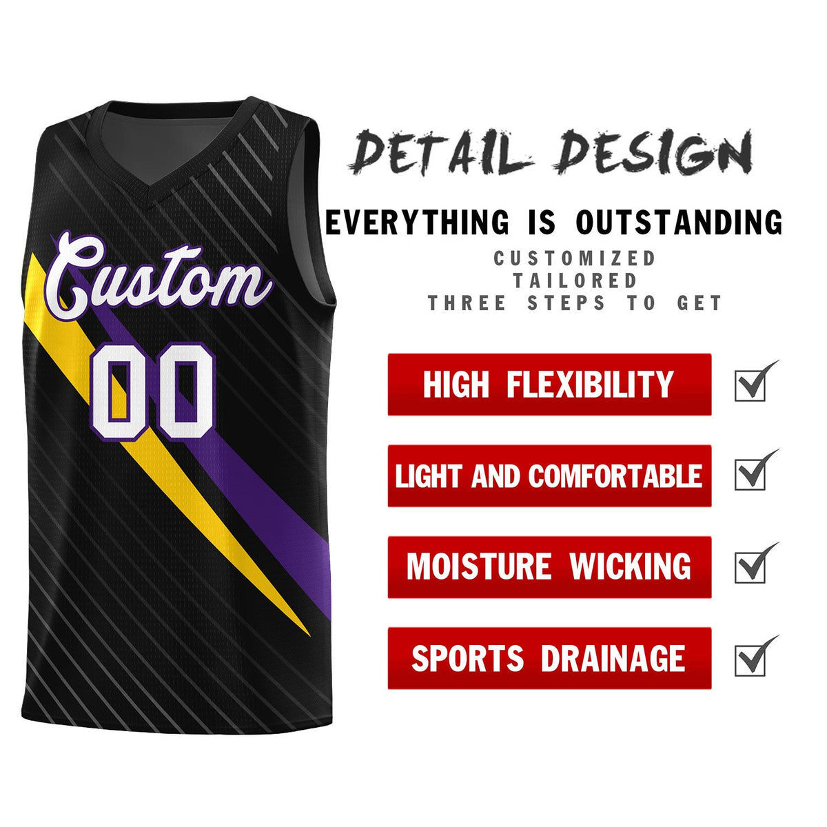 Custom Black Diagonal Pinstripe Pattern Color Block Sports Uniform Basketball Jersey|KXKSHOP