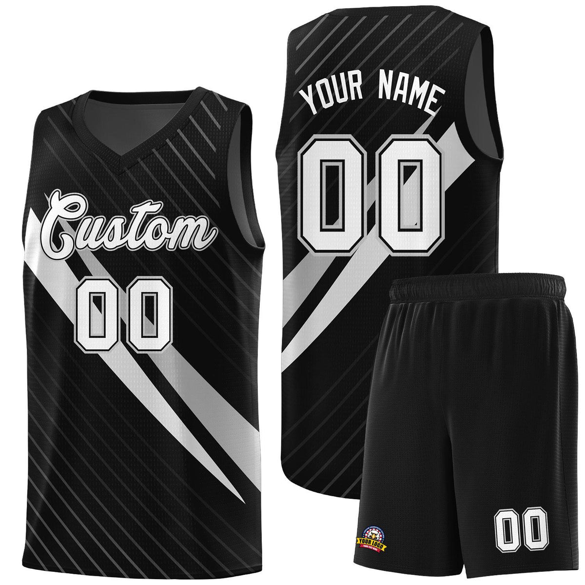 Custom Black Diagonal Pinstripe Pattern Color Block Sports Uniform Basketball Jersey|KXKSHOP