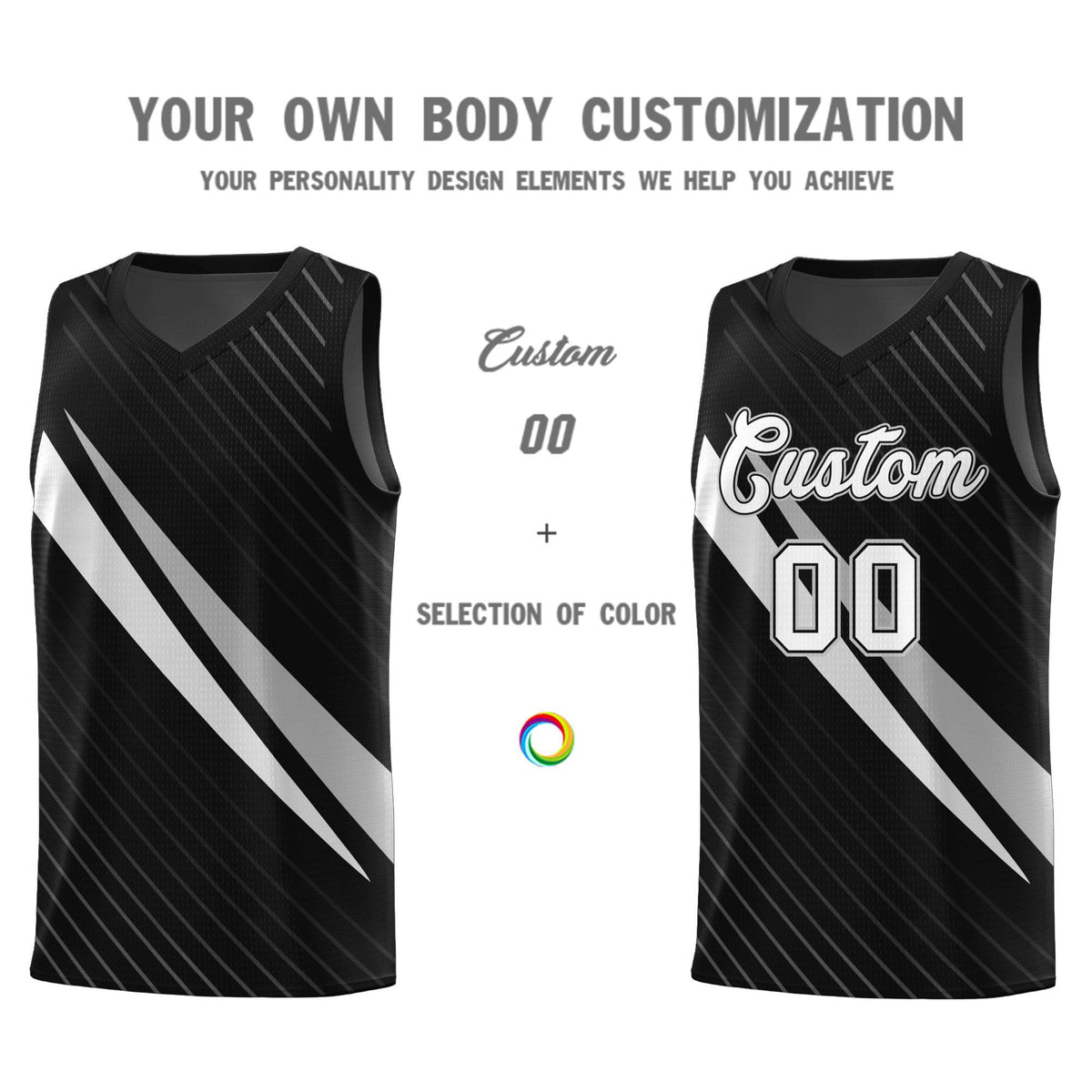 Custom Black Diagonal Pinstripe Pattern Color Block Sports Uniform Basketball Jersey|KXKSHOP