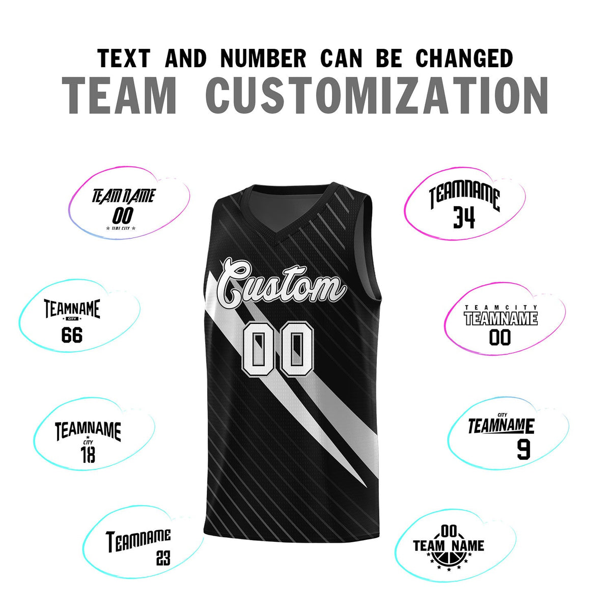 Custom Black Diagonal Pinstripe Pattern Color Block Sports Uniform Basketball Jersey|KXKSHOP