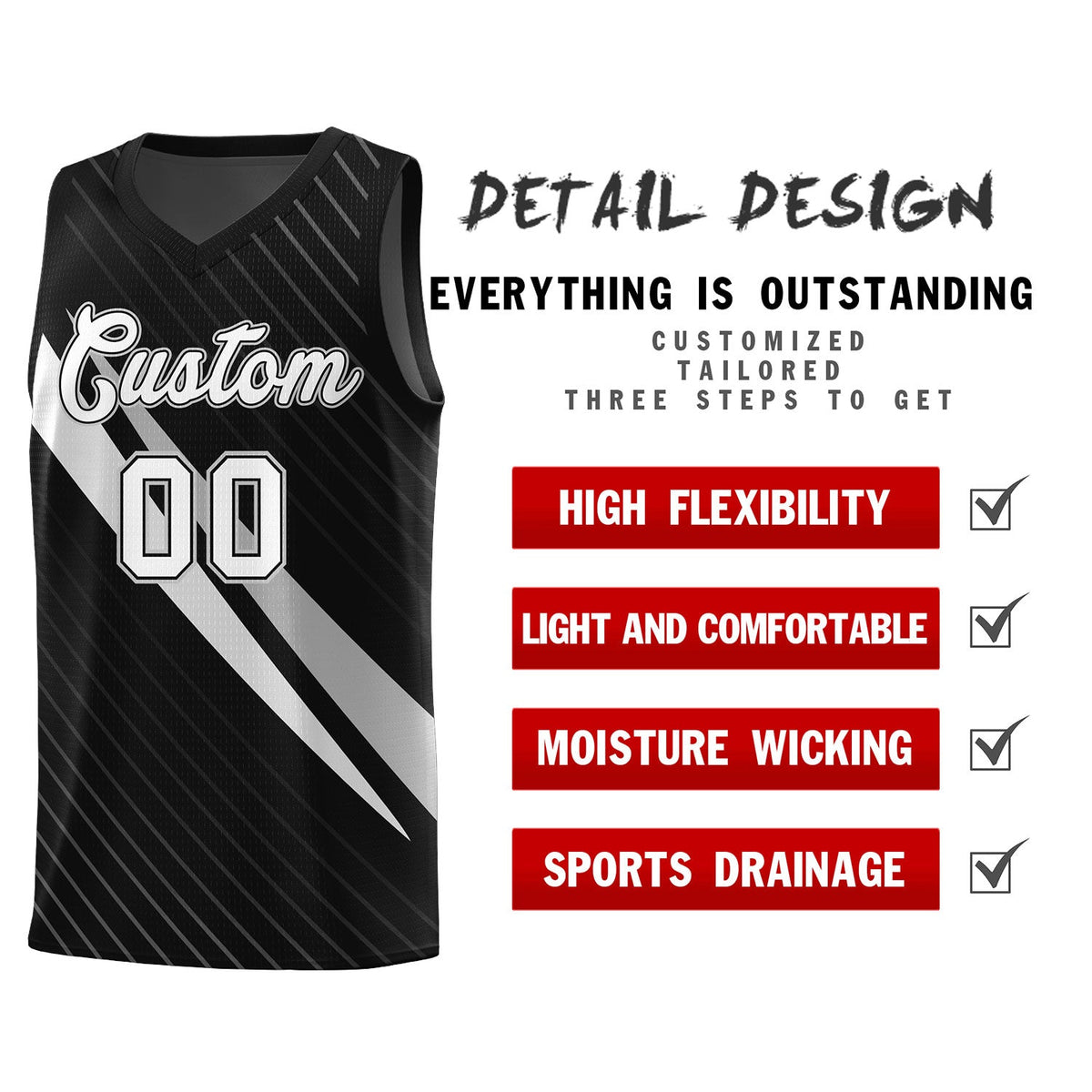 Custom Black Diagonal Pinstripe Pattern Color Block Sports Uniform Basketball Jersey|KXKSHOP