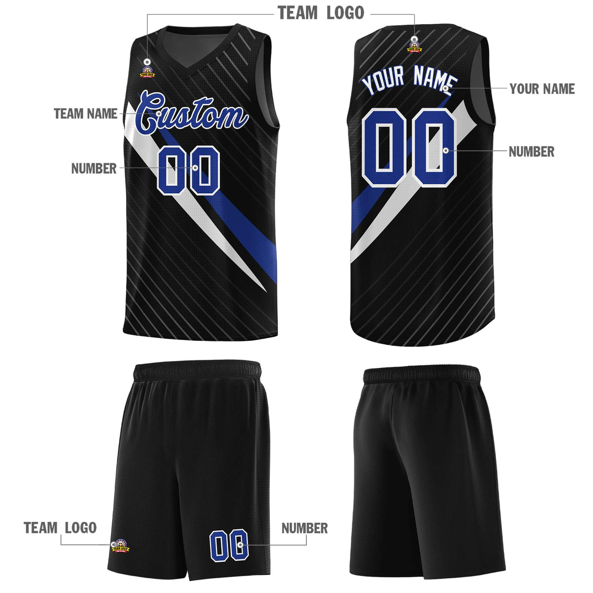 Custom Black Diagonal Pinstripe Pattern Color Block Sports Uniform Basketball Jersey|KXKSHOP
