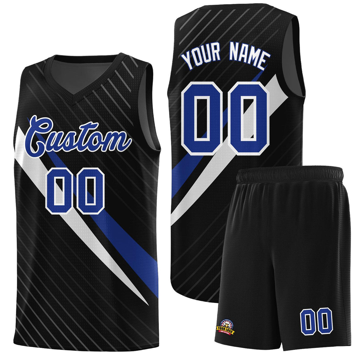 Custom Black Diagonal Pinstripe Pattern Color Block Sports Uniform Basketball Jersey|KXKSHOP