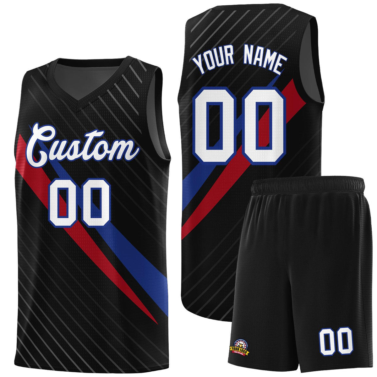 Custom Black Diagonal Pinstripe Pattern Color Block Sports Uniform Basketball Jersey|KXKSHOP
