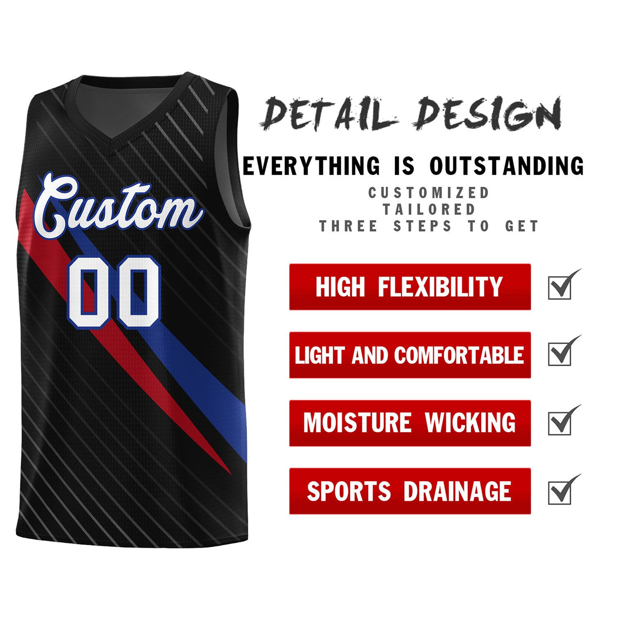Custom Black Diagonal Pinstripe Pattern Color Block Sports Uniform Basketball Jersey|KXKSHOP