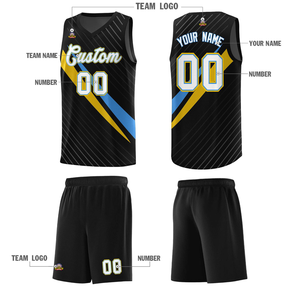 Custom Black Diagonal Pinstripe Pattern Color Block Sports Uniform Basketball Jersey|KXKSHOP