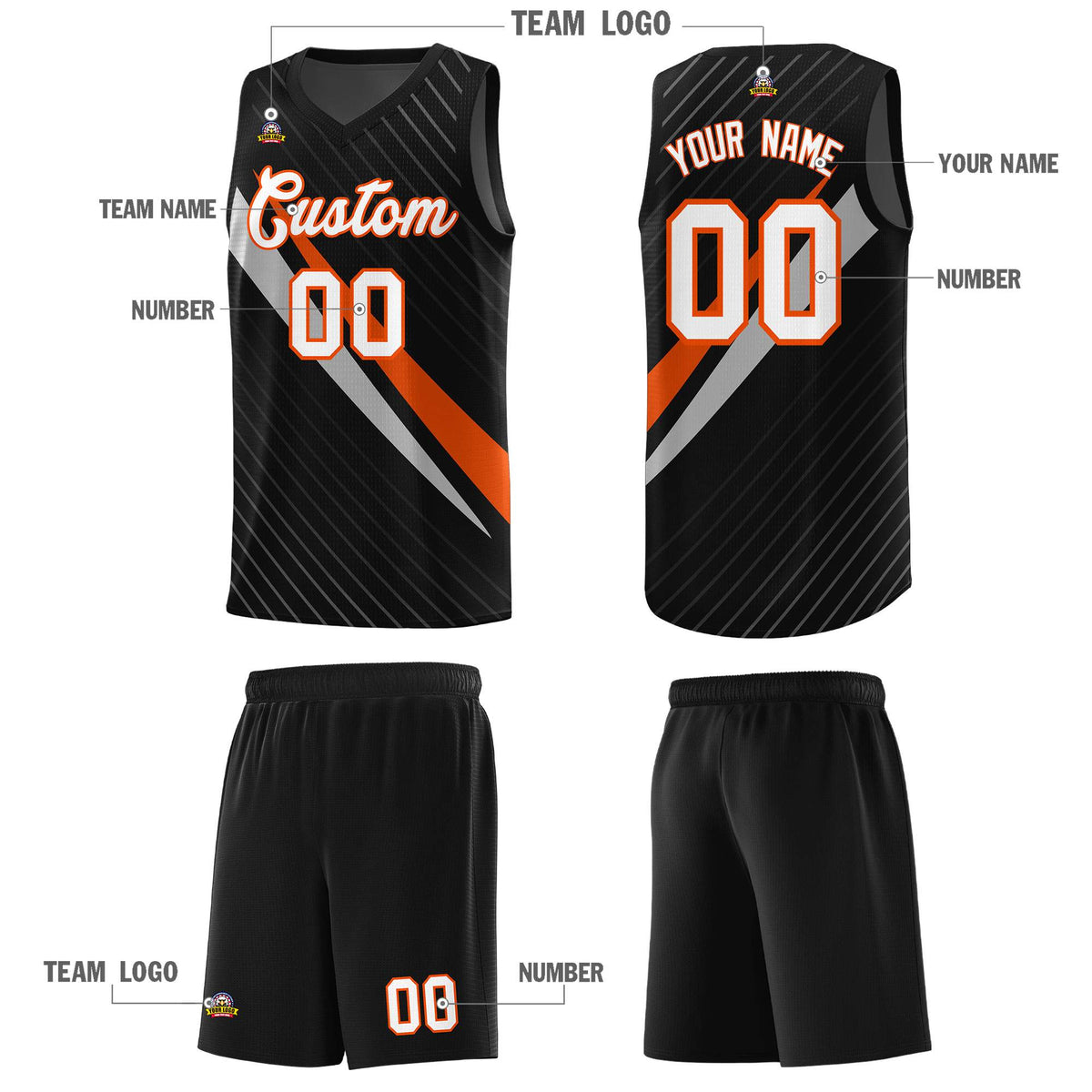 Custom Black Diagonal Pinstripe Pattern Color Block Sports Uniform Basketball Jersey|KXKSHOP