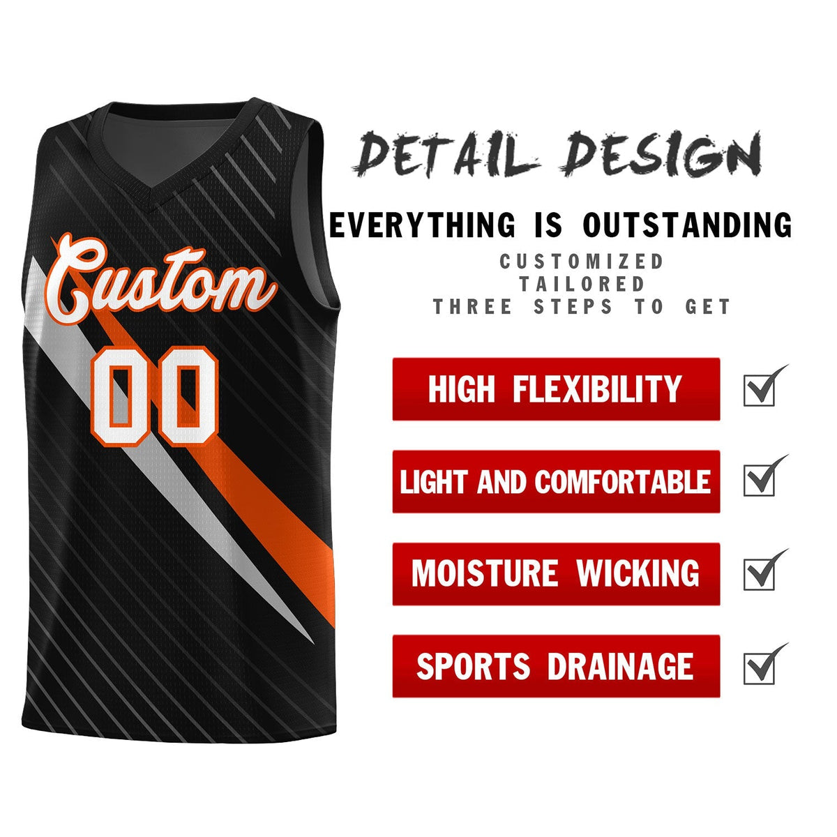 Custom Black Diagonal Pinstripe Pattern Color Block Sports Uniform Basketball Jersey|KXKSHOP