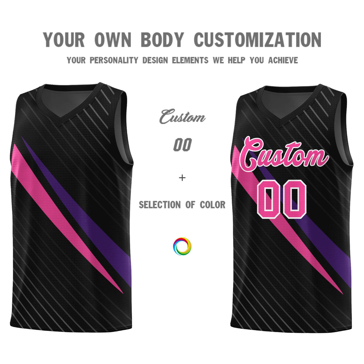 Custom Black Diagonal Pinstripe Pattern Color Block Sports Uniform Basketball Jersey|KXKSHOP