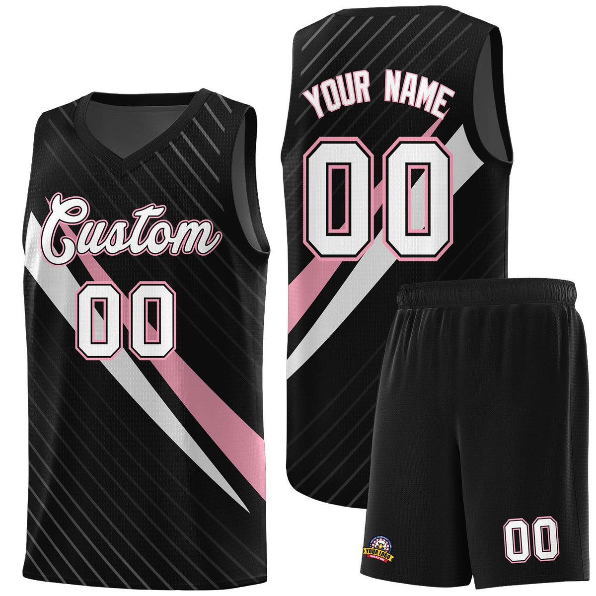 Custom Black Diagonal Pinstripe Pattern Color Block Sports Uniform Basketball Jersey|KXKSHOP
