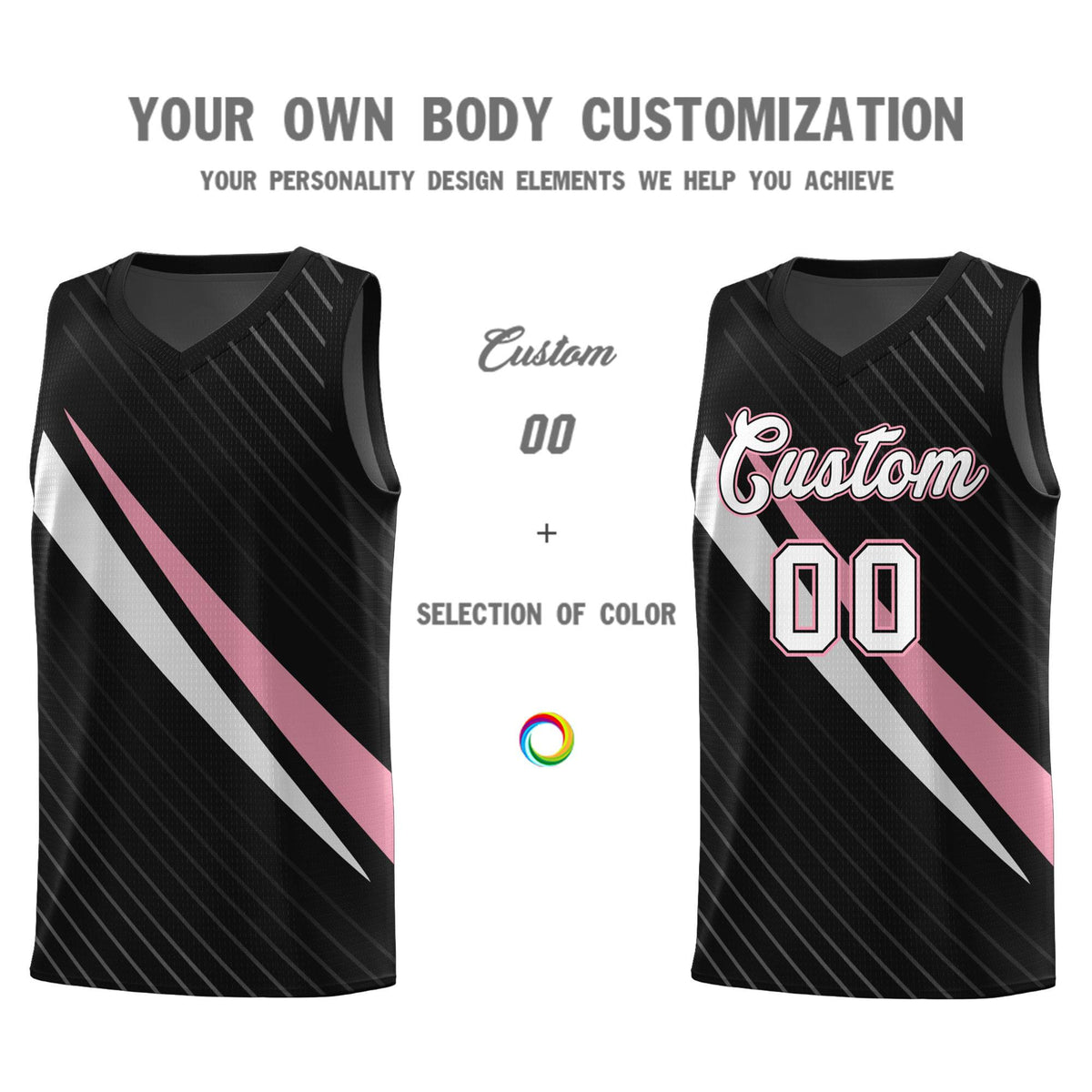 Custom Black Diagonal Pinstripe Pattern Color Block Sports Uniform Basketball Jersey|KXKSHOP