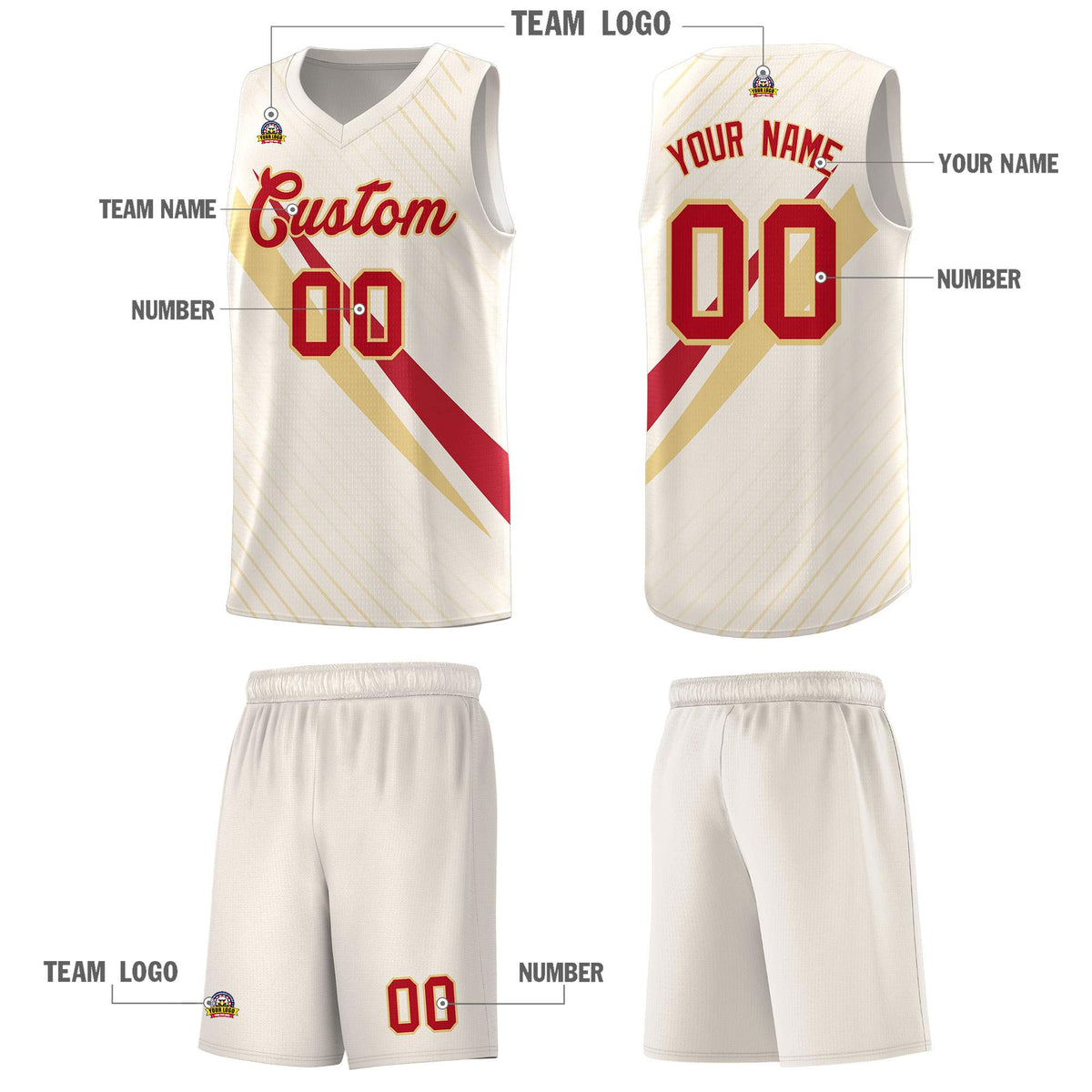 Custom Cream Diagonal Pinstripe Pattern Color Block Sports Uniform Basketball Jersey|KXKSHOP