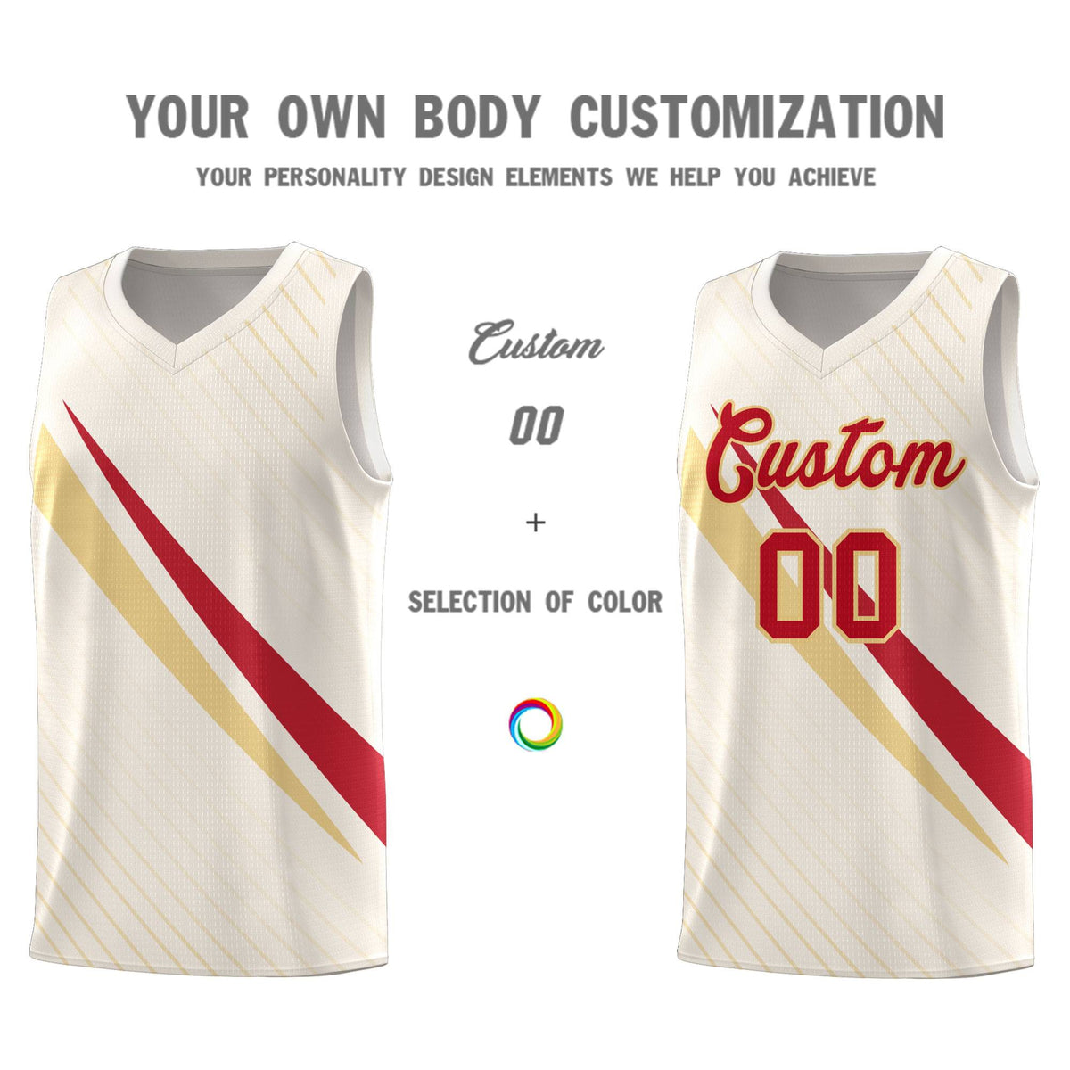 Custom Cream Diagonal Pinstripe Pattern Color Block Sports Uniform Basketball Jersey|KXKSHOP