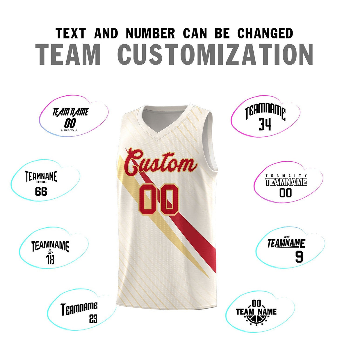 Custom Cream Diagonal Pinstripe Pattern Color Block Sports Uniform Basketball Jersey|KXKSHOP