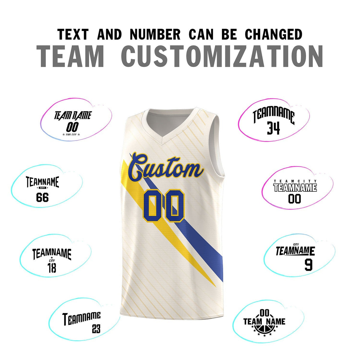 Custom Cream Diagonal Pinstripe Pattern Color Block Sports Uniform Basketball Jersey|KXKSHOP